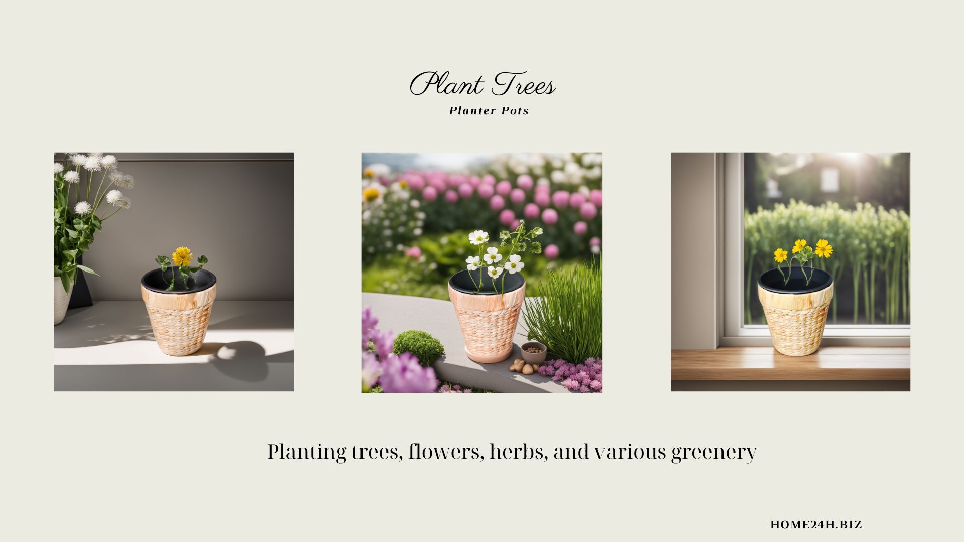 Planter Pots With Planting Trees, Flower…