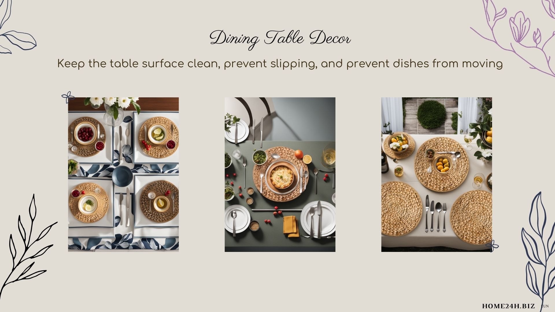 Usage Of Placemats, Tablemats Crafted From Natural Materials To Dining Table Decor